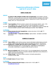 Programma settimanale (la prossima settimana)